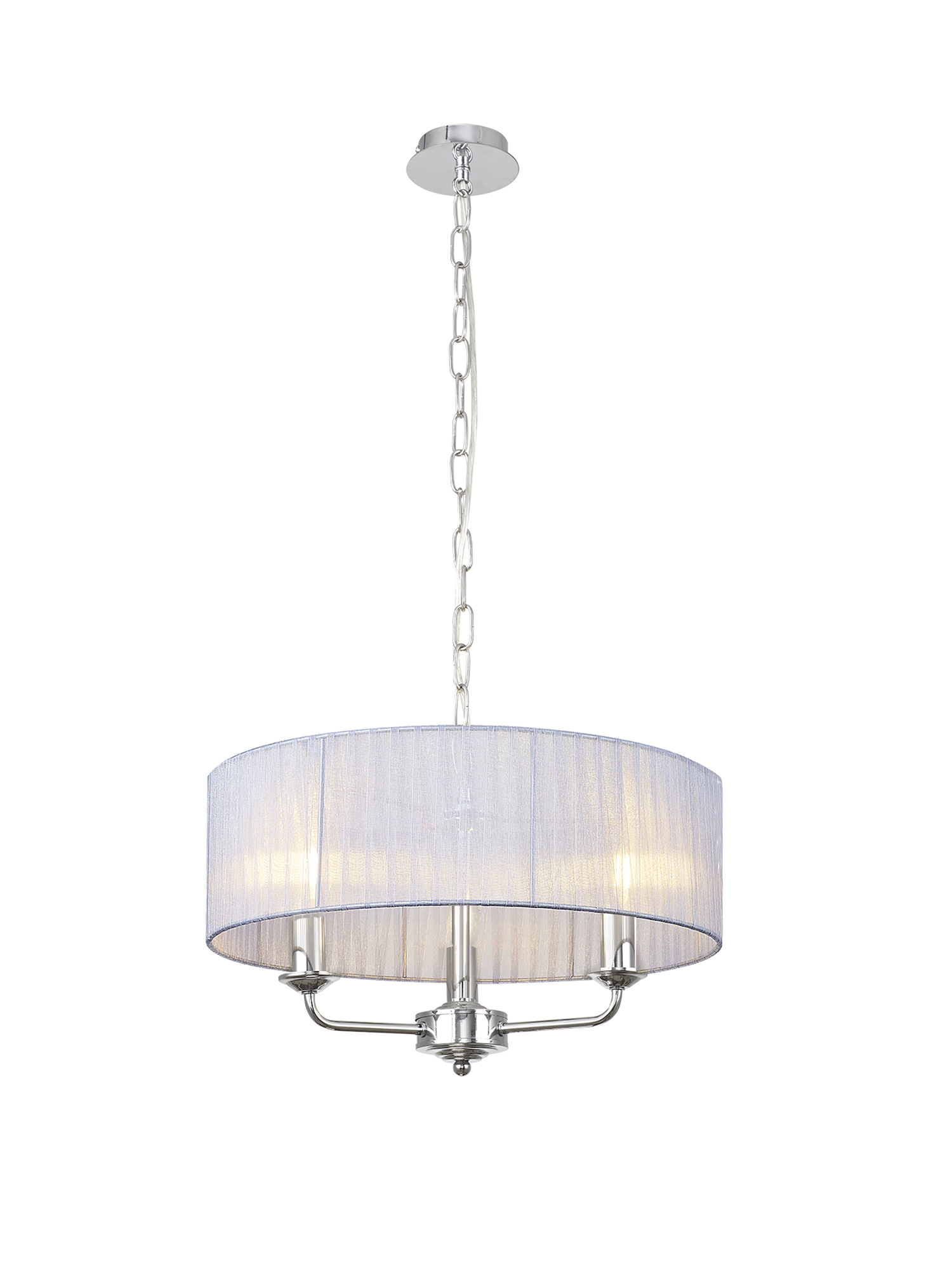 DK0863  Banyan 45cm 3 Light Pendant Polished Chrome; Grey